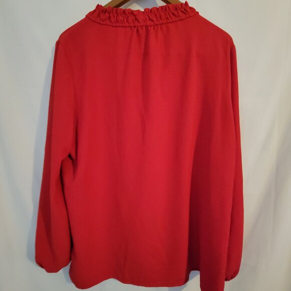 Women's Tommy Hilfiger XL Red Chiffon Flowy Top Long Sleeve Blouse - Picture 3 of 3